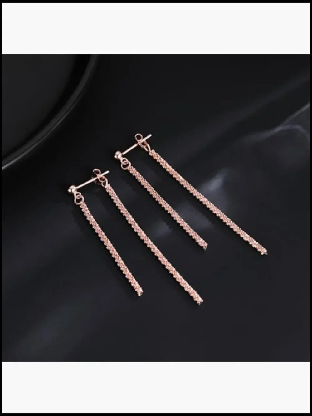 925 Sterling Silver Tassel Chain Dangle Earrings Minimalist Drop
